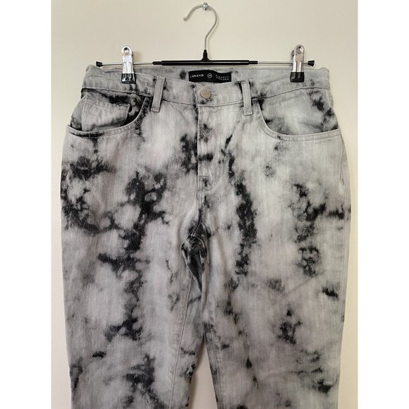 J Brand Aubrey Ankle Jeans Dark Sonic Women's Size 28 Black White Acid Wash Crop - Picture 5 of 12